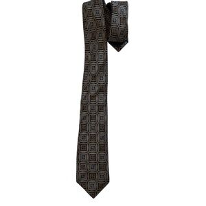 JZ RICHARDS Gray Medallion Luxury Silk Tie Hand Made In USA W: 3.4"‎